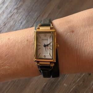 Fossil Gold and Black Double Strap Watch